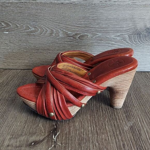 NEW Frye Reese Multi Slide Heeled Sandal Red Size 6.5 - Picture 4 of 9